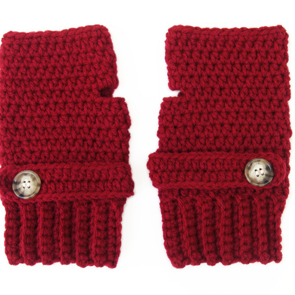 Burgundy Fingerless Glovess - MADE TO ORDER - Picture 5 of 7